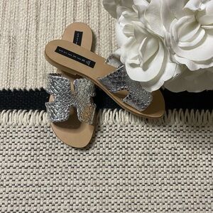 Metallic Slide Sandals